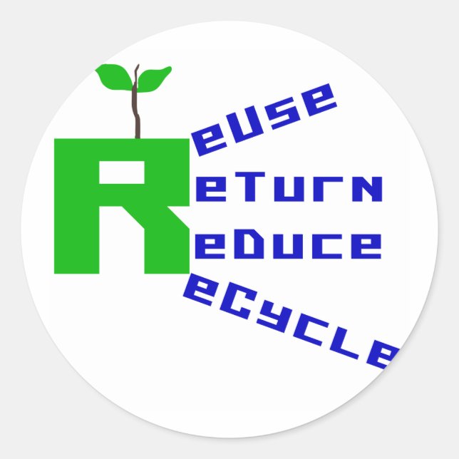 Reuse Return Reduce Recycle Classic Round Sticker (Front)