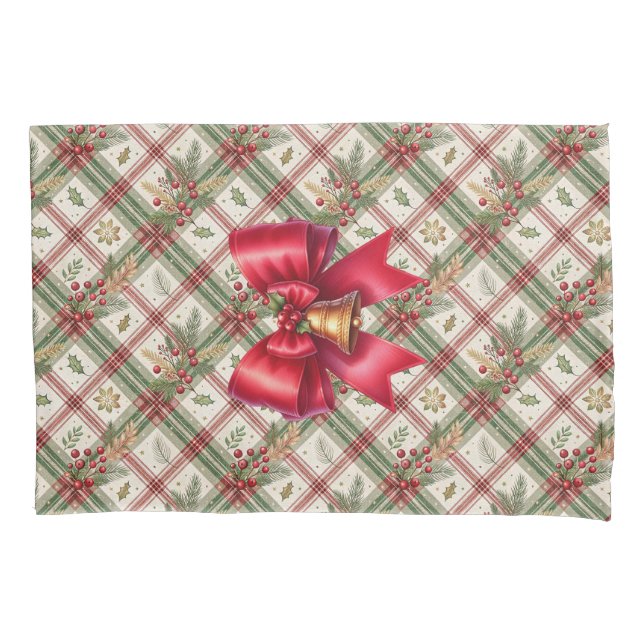 Reuseable Christmas Gift Wrap - Bag Plaid  Pillowcase (Front)