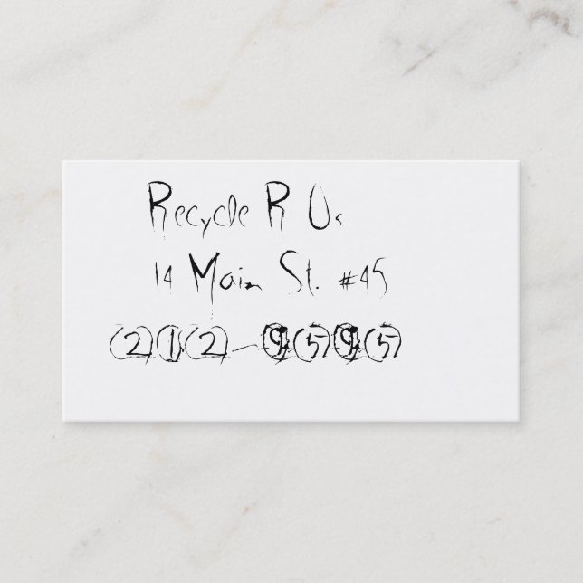 Reused and Recycled Calling Card (Front)