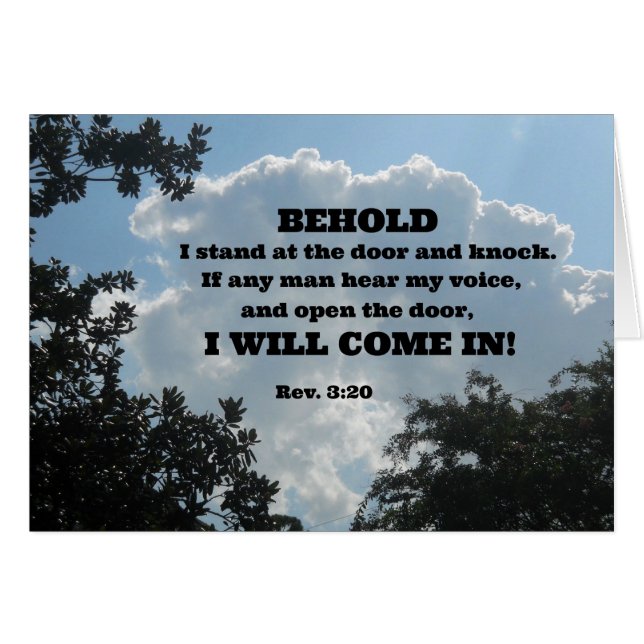 Rev. 3:20 Behold I stand at the door and knock... (Front Horizontal)