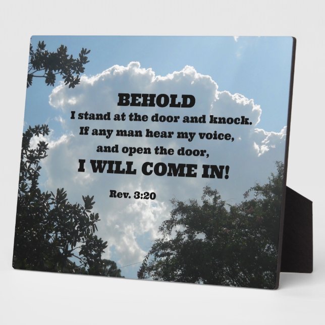 Rev. 3:20 Behold I stand at the door and knock... Plaque (Side)