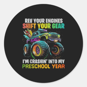Rev Engines Shift Your Gear Im Crashin Into My Pre Classic Round Sticker