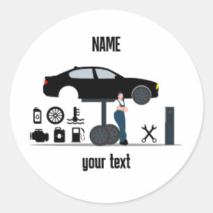 Rev Up Your Garage's Style with a Custom Logo Classic Round Sticker