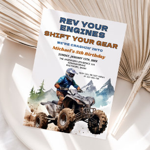 Rev Your Engines ATV Birthday Party Off Road Invitation