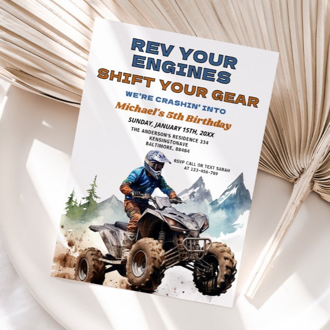 Rev Your Engines ATV Birthday Party Off Road Invitation (Creator Uploaded)