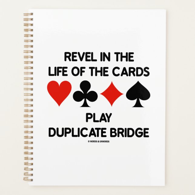 Revel In The Life Of Cards Play Duplicate Bridge Planner (Front)