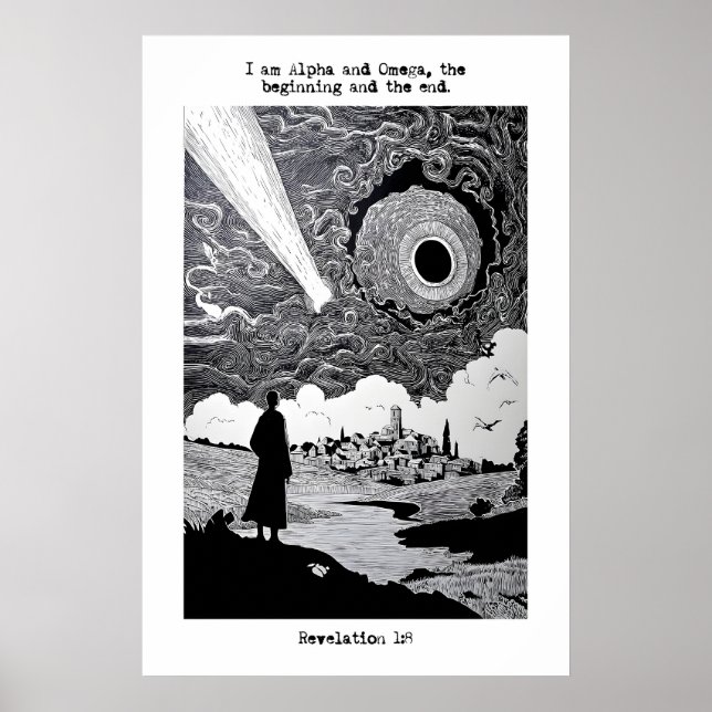 Revelation 1 8 Art Print Alpha and Omega Scripture (Front)