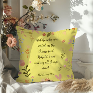 Revelation 21:4, Christian Teal Green Cushion