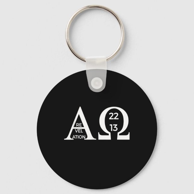 Revelation 2213 Alpha Omega T-Shirt Bible Christia Key Ring (Front)
