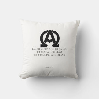 Revelation 22:13: "I am the Alpha and the Omega" Cushion