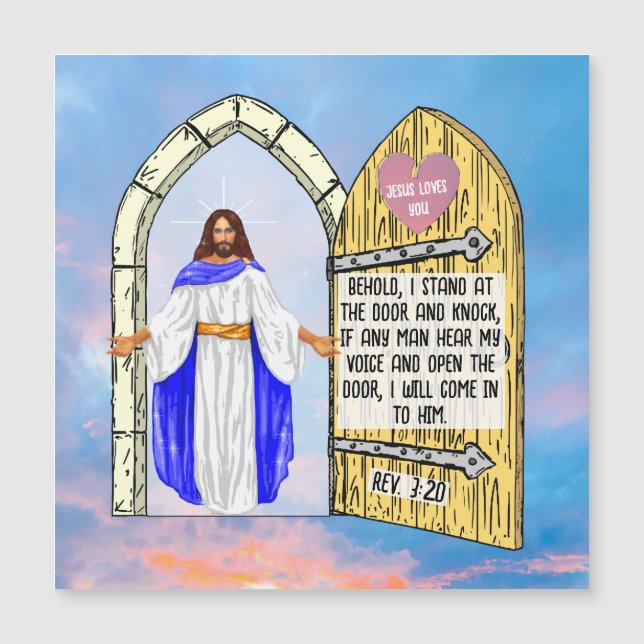 Revelation 3:20 card magnet (Front)