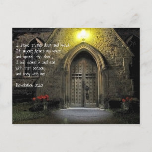 Revelation 3:20 Church Door Postcard
