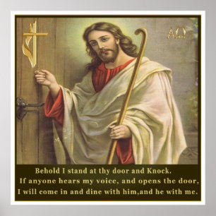 Revelations 3:20 behold I stand at the door  Poster