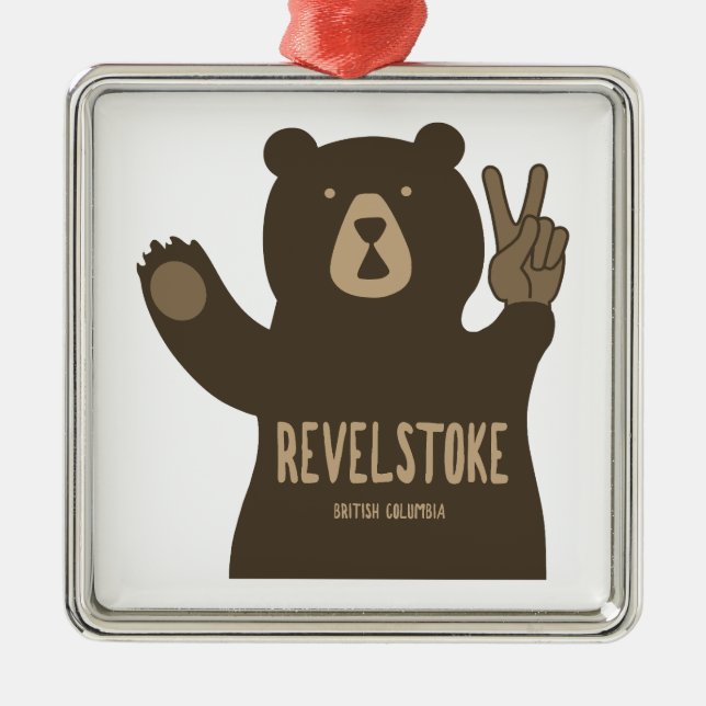 Revelstoke British Columbia Peace Bear Metal Ornament (Front)