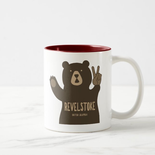 Revelstoke British Columbia Peace Bear Two-Tone Coffee Mug (Right)