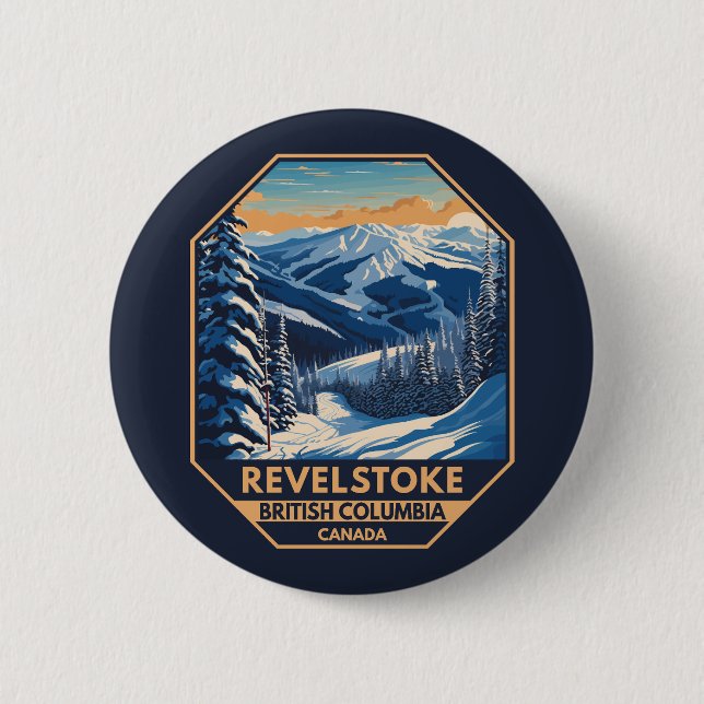 Revelstoke Canada Winter Vintage 6 Cm Round Badge (Front)