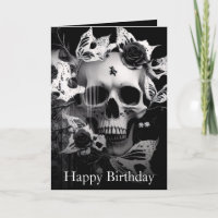 Revenant's Embrace: Black and White Graphic Skull 