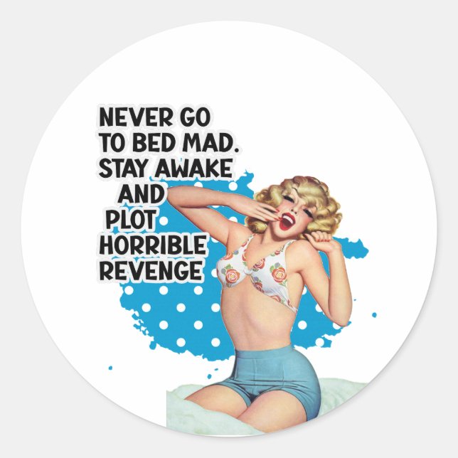 Revenge Retro Housewife Humour Illustration Art Classic Round Sticker (Front)