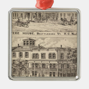 Revere House and Crosby Block in Brattleboro Metal Ornament