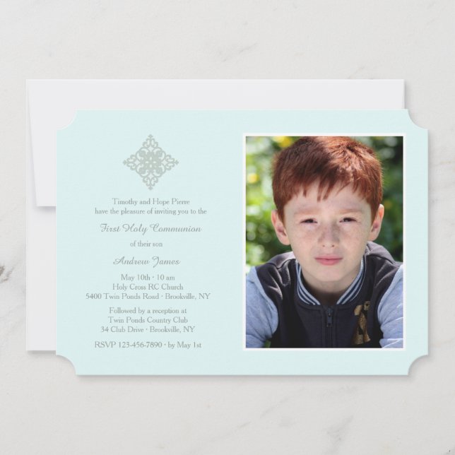 Reverent Cross Religious Photo Invitation (Front)