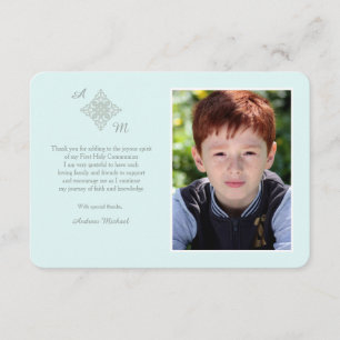 Reverent Cross Religious Photo Thank You Blue