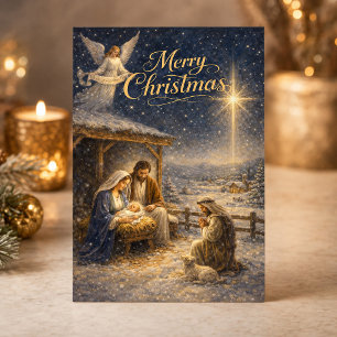 Reverent Nativity Scene Holiday Card