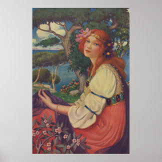 Reverie, 1908, Colourful Gypsy Girl Poster