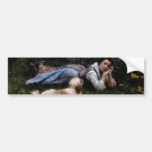 Reverie (Girl Lying on the Grass with her Dog) Bumper Sticker