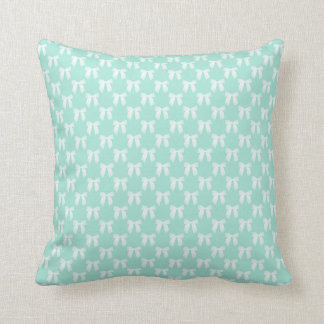 Reversable Cool Mint Pastel With White Bows Cushion