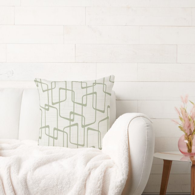 Reverse Beryl Green Retro Geometric Pattern Cushion (Couch)