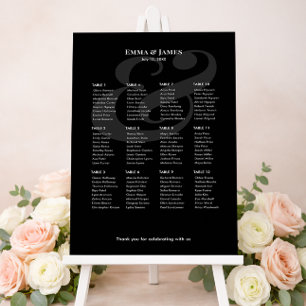 REVERSE Black Ampersand Wedding   12 Seating Chart