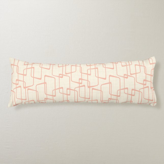 Reverse Blush Retro Lino Print Geometric Pattern Body Cushion (Front)