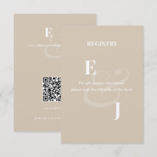 Reverse Champagn Ampersand Wedding Registry QR Enclosure Card