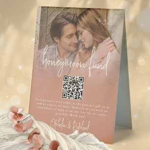 Reverse Colour Photo Honeymoon Fund QR Wedding