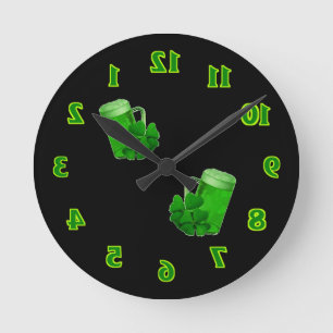 Reverse Dial Back To Front & Beers St Patricks Round Clock