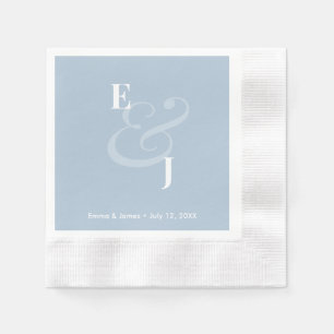 REVERSE Dusty Blue Ampersand Wedding Custom Napkin