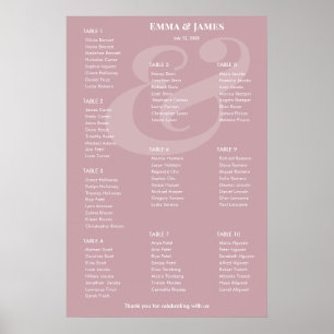 REVERSE Mauve Ampersand Wedding 10 Seating Chart
