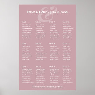 REVERSE Mauve Ampersand Wedding   12 Seating Chart