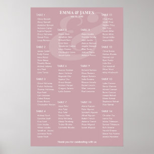 REVERSE Mauve Ampersand Wedding   14 Seat Chart