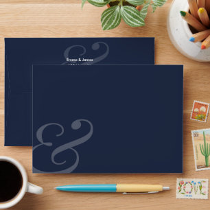 REVERSE Navy Ampersand Wedding Return Address Envelope