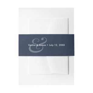 Reverse Navy Wedding Invitation Belly Band Amp