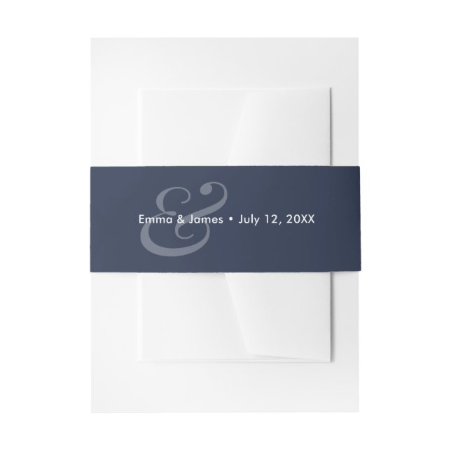 Reverse Navy Wedding Invitation Belly Band | Amp (Front Example)