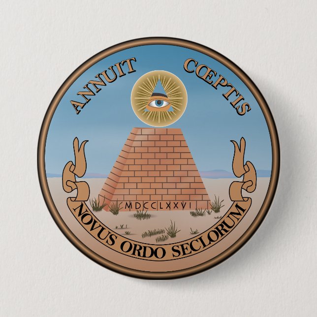 Reverse of the Great Seal 7.5 Cm Round Badge (Front)