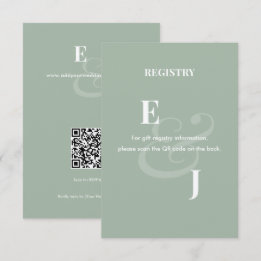 Reverse Sage Ampersand Wedding | Registry | QR Enclosure Card