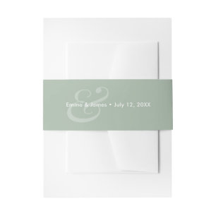 Reverse Sage Wedding Invitation Belly Band Amp