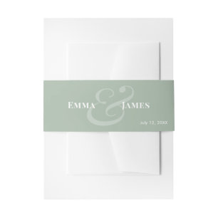 Reverse Sage Wedding Invitation Belly Band Name