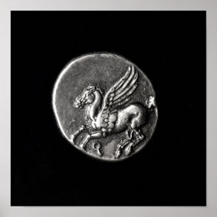 Reverse side of coin depicting Pegasus Poster