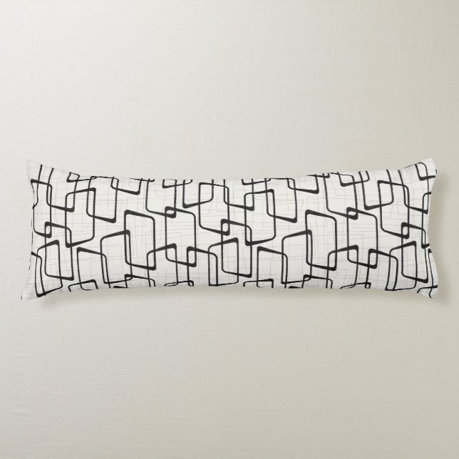 Reverse Soft Black Retro Geometric Pattern Body Cushion (Front)