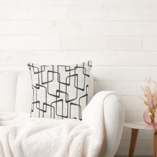 Reverse Soft Black Retro Geometric Pattern Cushion