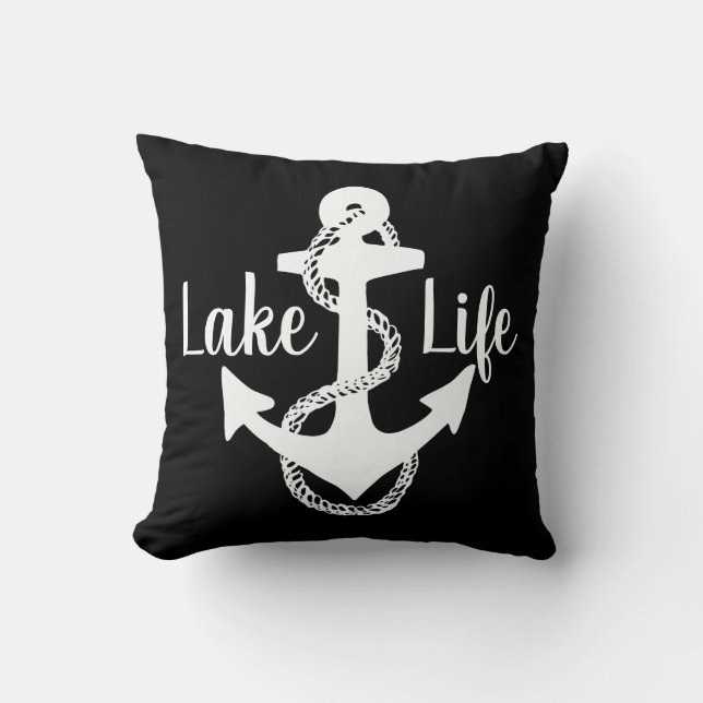 Reverse two-sided nautical LAKE LIFE + ANCHOR | Cushion (Front)